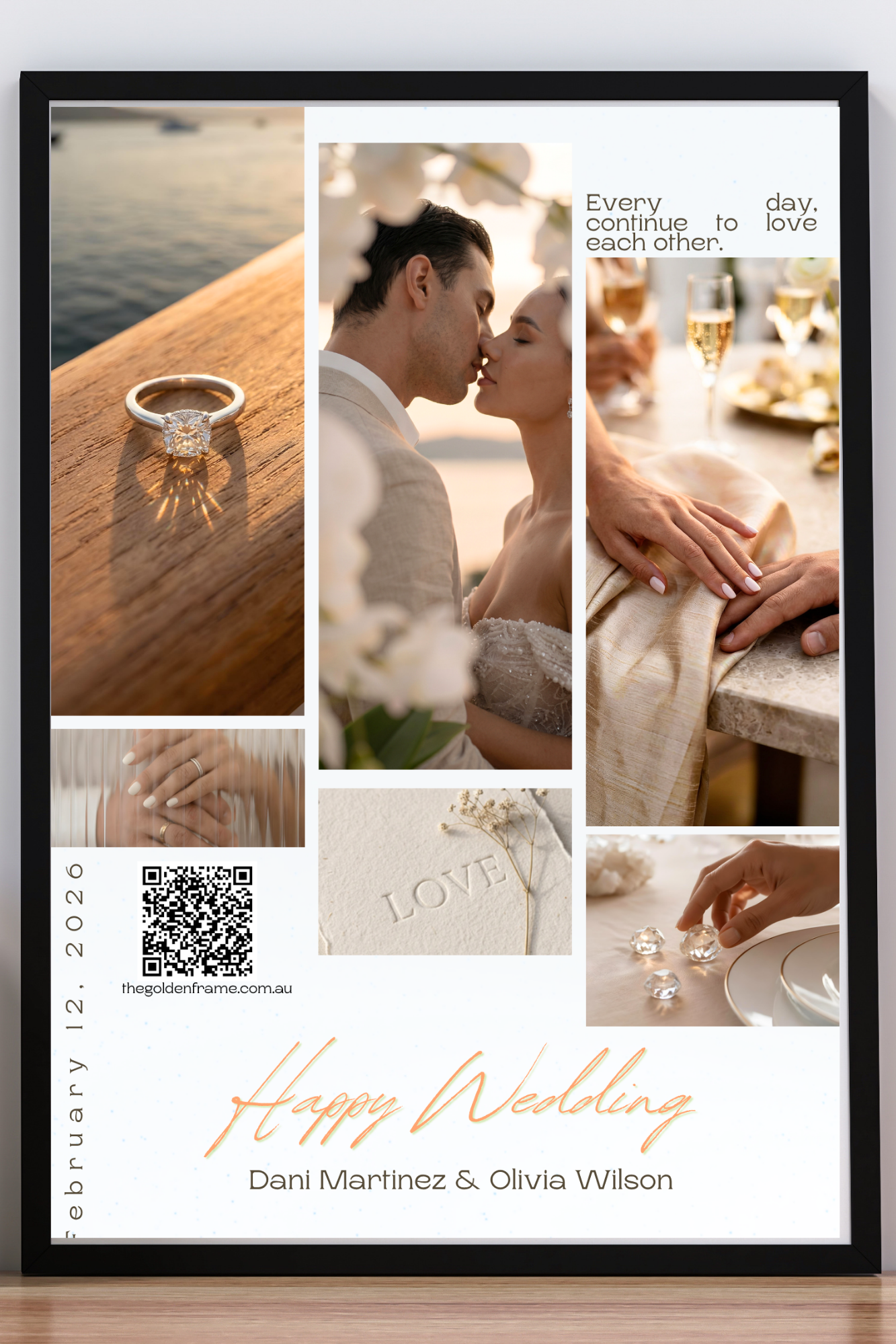 Wedding photo frame with a printed QR code - the live AR target